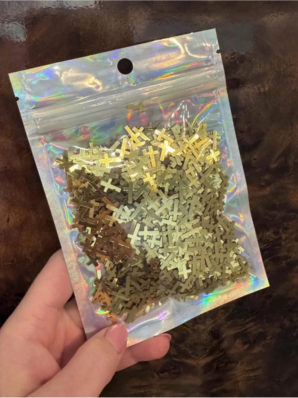 Gold Cross Confetti | 0.5 oz Religious Table Scatter | Baptism, First Communion,